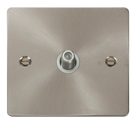 Click® Scolmore Define® FPBS156WH Non-isolated Single Satellite Outlet Brushed Stainless White Insert