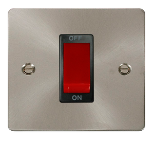 Click® Scolmore Define® FPBS200BK 45A 1 Gang DP Switch Brushed Stainless Black Insert