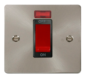 Click® Scolmore Define® FPBS201BK 45A 1 Gang DP Switch With Neon Brushed Stainless Black Insert