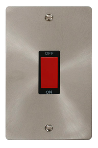 Click® Scolmore Define® FPBS202BK 45A 2 Gang DP Switch Brushed Stainless Black Insert