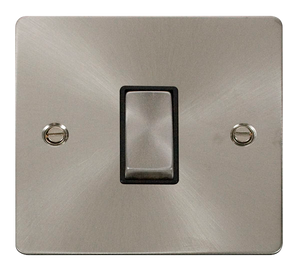 Click® Scolmore Define® FPBS411BK 10AX Ingot 1 Gang 2 Way Plate Switch Brushed Stainless Black Insert