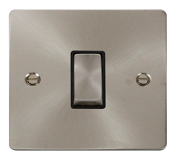 Click® Scolmore Define® FPBS411BK 10AX Ingot 1 Gang 2 Way Plate Switch Brushed Stainless Black Insert