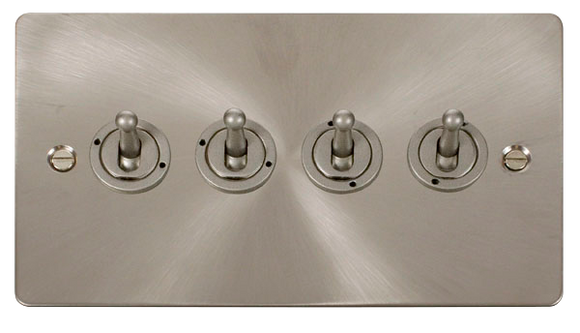 Click® Scolmore Define® FPBS424 10AX 4 Gang 2 Way Toggle Switch Brushed Stainless  Insert