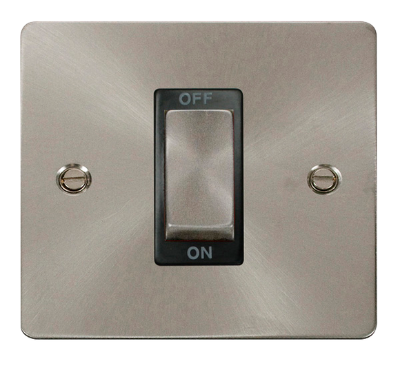 Click® Scolmore Define® FPBS500BK 45A Ingot 1 Gang DP Switch Brushed Stainless Black Insert