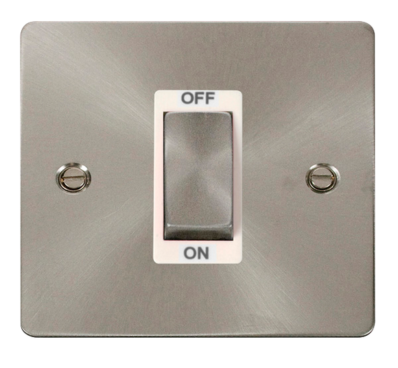 Click® Scolmore Define® FPBS500WH 45A Ingot 1 Gang DP Switch Brushed Stainless White Insert