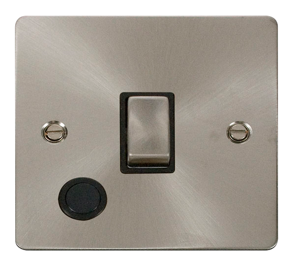 Click® Scolmore Define® FPBS522BK 20A Ingot DP Switch Brushed Stainless Black Insert