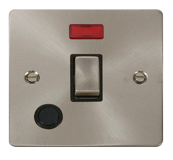 Click® Scolmore Define® FPBS523BK 20A Ingot DP Switch With Neon Brushed Stainless Black Insert
