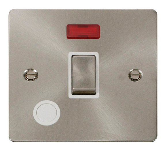 Click® Scolmore Define® FPBS523WH 20A Ingot DP Switch With Neon Brushed Stainless White Insert