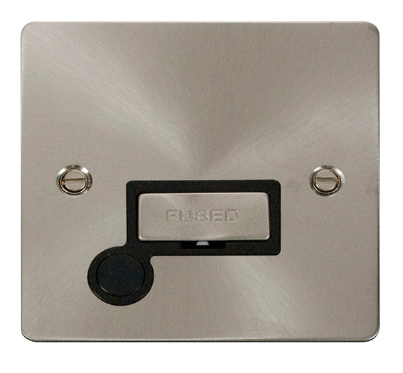 Click® Scolmore Define® FPBS550BK 13A Ingot Fused Connection Unit Brushed Stainless Black Insert