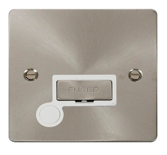 Click® Scolmore Define® FPBS550WH 13A Ingot Fused Connection Unit Brushed Stainless White Insert