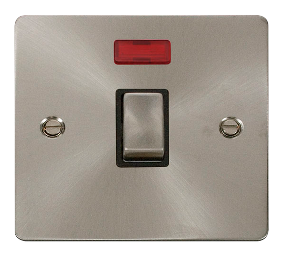 Click® Scolmore Define® FPBS723BK 20A Ingot DP Switch With Neon Brushed Stainless Black Insert