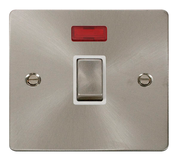 Click® Scolmore Define® FPBS723WH 20A Ingot DP Switch With Neon Brushed Stainless White Insert