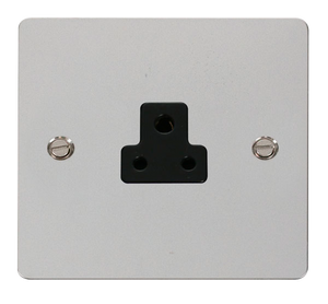 Click® Scolmore Define® FPCH039BK 2A Round Pin Socket Polished Chrome Black Insert