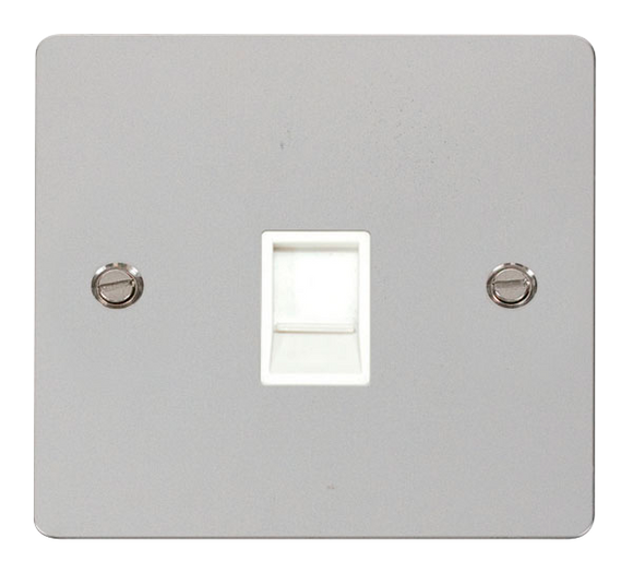 Click® Scolmore Define® FPCH115WH Single RJ11 (Irish/US) Outlet Polished Chrome White Insert