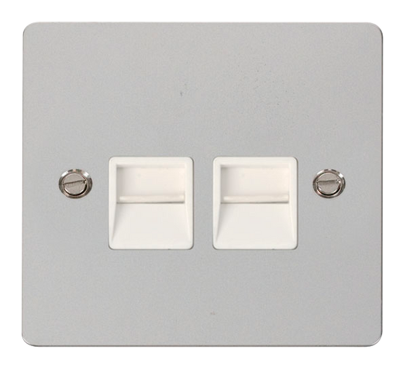 Click® Scolmore Define® FPCH121WH Twin Telephone Outlet - Master  Polished Chrome White Insert