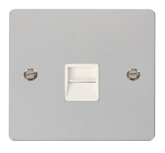 Click® Scolmore Define® FPCH125WH Single Telephone Outlet - Secondary  Polished Chrome White Insert