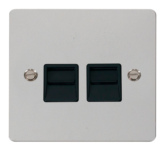 Click® Scolmore Define® FPCH126BK Twin Telephone Outlet - Secondary  Polished Chrome Black Insert
