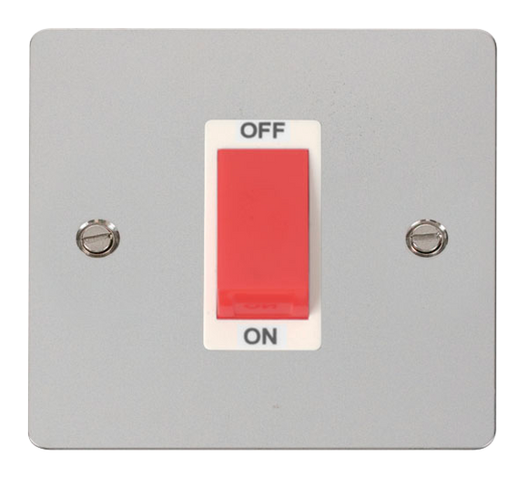Click® Scolmore Define® FPCH200WH 45A 1 Gang DP Switch Polished Chrome White Insert