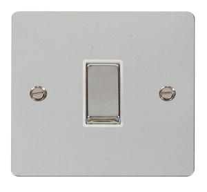Click® Scolmore Define® FPCH411WH 10AX Ingot 1 Gang 2 Way Plate Switch Polished Chrome White Insert