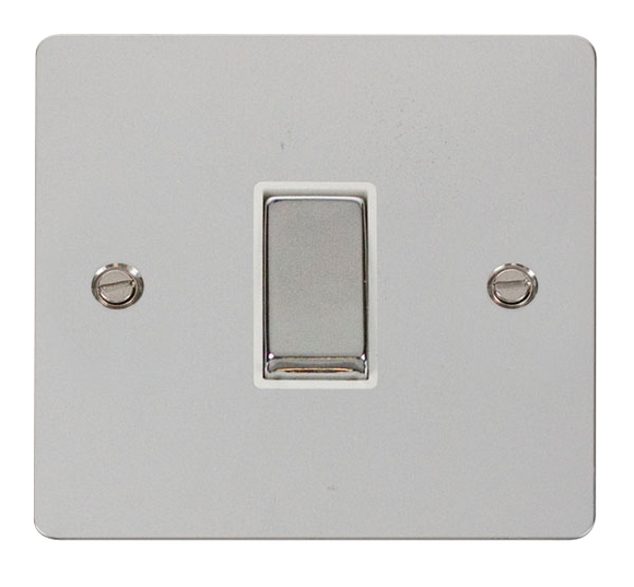 Click® Scolmore Define® FPCH411WH 10AX Ingot 1 Gang 2 Way Plate Switch Polished Chrome White Insert