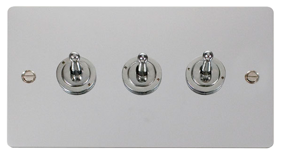Click® Scolmore Define® FPCH423 10AX 3 Gang 2 Way Toggle Switch Polished Chrome  Insert