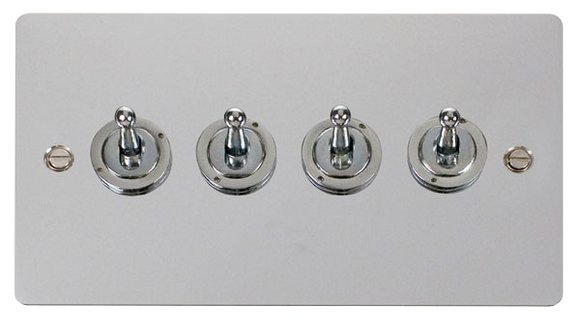 Click® Scolmore Define® FPCH424 10AX 4 Gang 2 Way Toggle Switch Polished Chrome  Insert