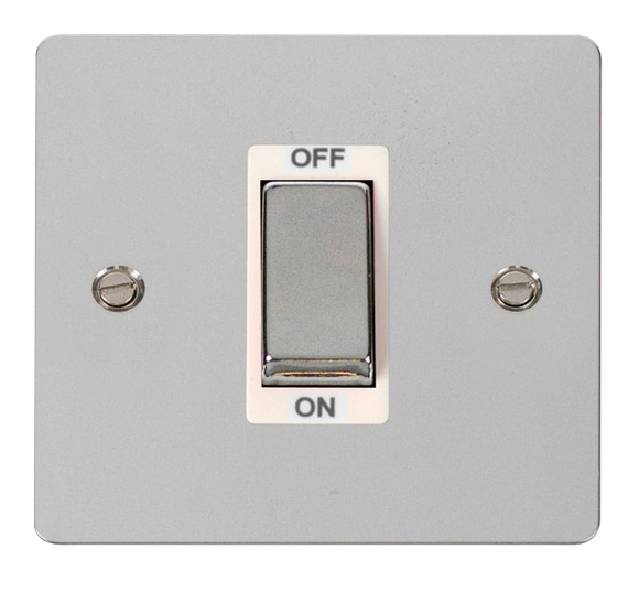 Click® Scolmore Define® FPCH500WH 45A Ingot 1 Gang DP Switch Polished Chrome White Insert