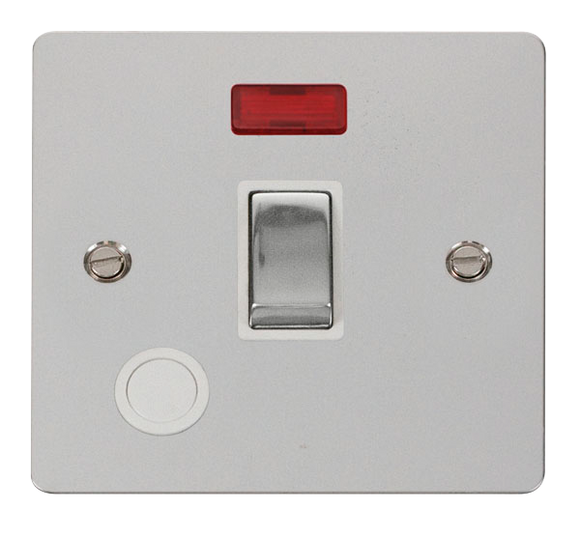 Click® Scolmore Define® FPCH523WH 20A Ingot DP Switch With Neon Polished Chrome White Insert