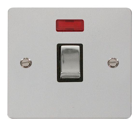 Click® Scolmore Define® FPCH723BK 20A Ingot DP Switch With Neon Polished Chrome Black Insert