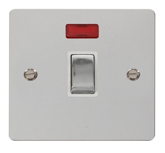 Click® Scolmore Define® FPCH723WH 20A Ingot DP Switch With Neon Polished Chrome White Insert