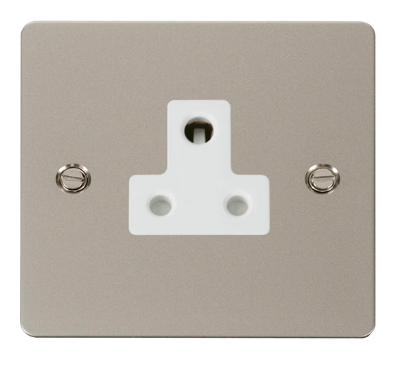 Click® Scolmore Define® FPPN038WH 5A Round Pin Socket Pearl Nickel White Insert