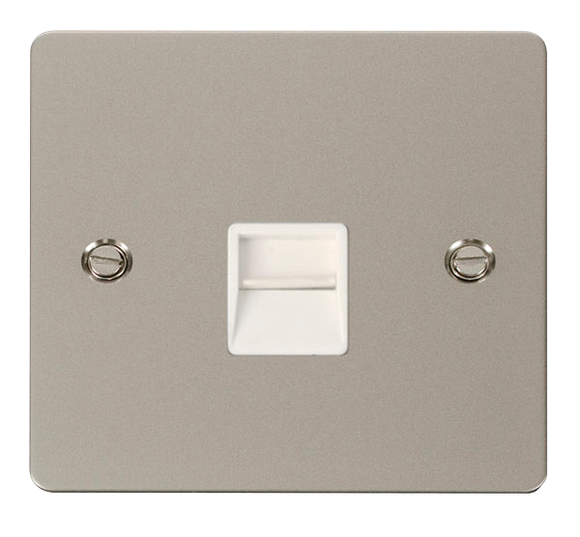Click® Scolmore Define® FPPN120WH Single Telephone Outlet - Master  Pearl Nickel White Insert