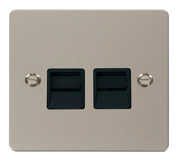 Click® Scolmore Define® FPPN121BK Twin Telephone Outlet - Master  Pearl Nickel Black Insert