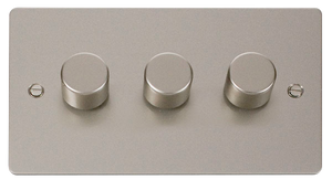 Click® Scolmore Define® FPPN153 3 Gang 2 Way 400Va Dimmer Switch Pearl Nickel  Insert