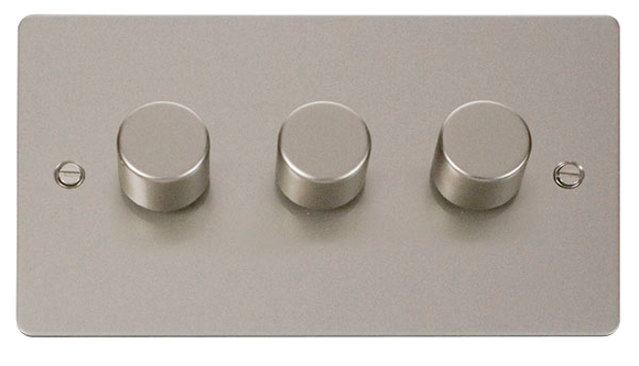 Click® Scolmore Define® FPPN153 3 Gang 2 Way 400Va Dimmer Switch Pearl Nickel  Insert