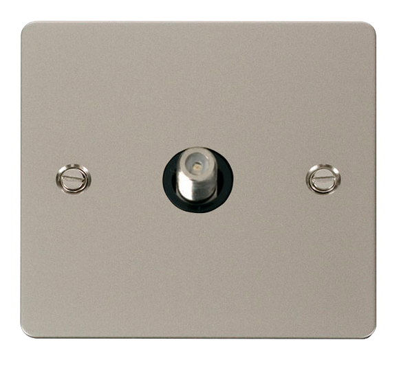 Click® Scolmore Define® FPPN156BK Non-isolated Single Satellite Outlet Pearl Nickel Black Insert