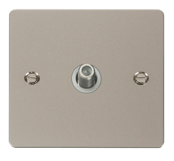 Click® Scolmore Define® FPPN156WH Non-isolated Single Satellite Outlet Pearl Nickel White Insert