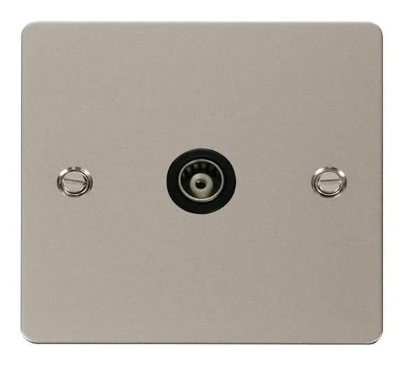 Click® Scolmore Define® FPPN158BK Single Isolated Coaxial Outlet  Pearl Nickel Black Insert