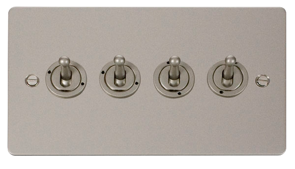 Click® Scolmore Define® FPPN424 10AX 4 Gang 2 Way Toggle Switch Pearl Nickel  Insert