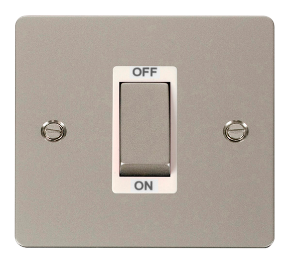 Click® Scolmore Define® FPPN500WH 45A Ingot 1 Gang DP Switch Pearl Nickel White Insert