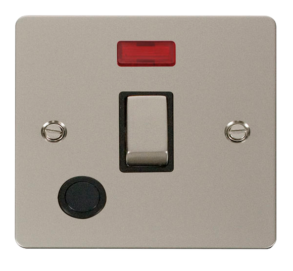 Click® Scolmore Define® FPPN523BK 20A Ingot DP Switch With Neon Pearl Nickel Black Insert