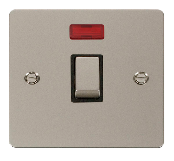 Click® Scolmore Define® FPPN723BK 20A Ingot DP Switch With Neon Pearl Nickel Black Insert