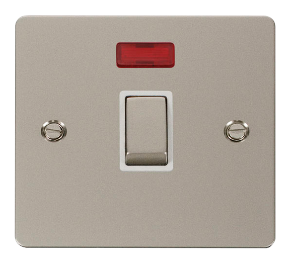 Click® Scolmore Define® FPPN723WH 20A Ingot DP Switch With Neon Pearl Nickel White Insert