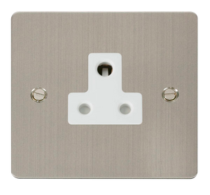 Click® Scolmore Define® FPSS038WH 5A Round Pin Socket Stainless Steel White Insert