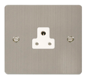 Click® Scolmore Define® FPSS039WH 2A Round Pin Socket Stainless Steel White Insert