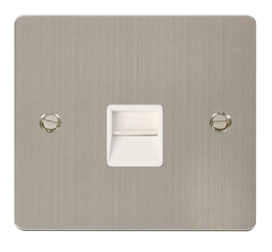 Click® Scolmore Define® FPSS120WH Single Telephone Outlet - Master  Stainless Steel White Insert