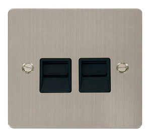 Click® Scolmore Define® FPSS121BK Twin Telephone Outlet - Master  Stainless Steel Black Insert