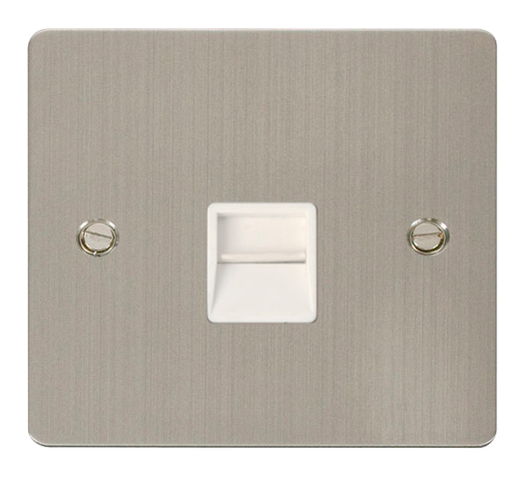 Click® Scolmore Define® FPSS125WH Single Telephone Outlet - Secondary  Stainless Steel White Insert