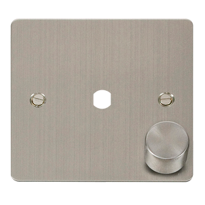 Click® Scolmore Define® FPSS140PL 1 Gang Dimmer Plate & Knob (650W Max) - 1 Aperture Stainless Steel  Insert