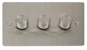 Click® Scolmore Define® FPSS153 3 Gang 2 Way 400Va Dimmer Switch Stainless Steel  Insert